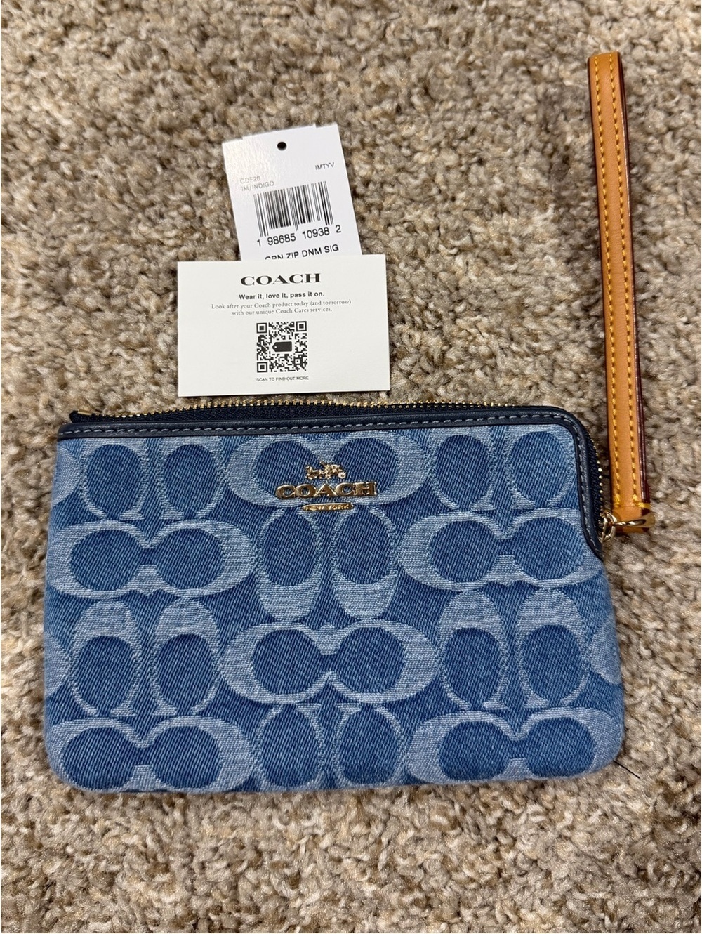 Coach Denim Corner Zip Wristlet NEW